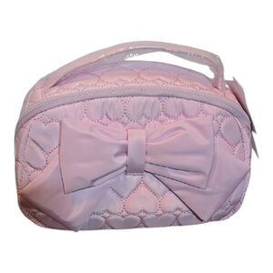 Betsey Johnson Pink Zip Makeup Case With Bow
